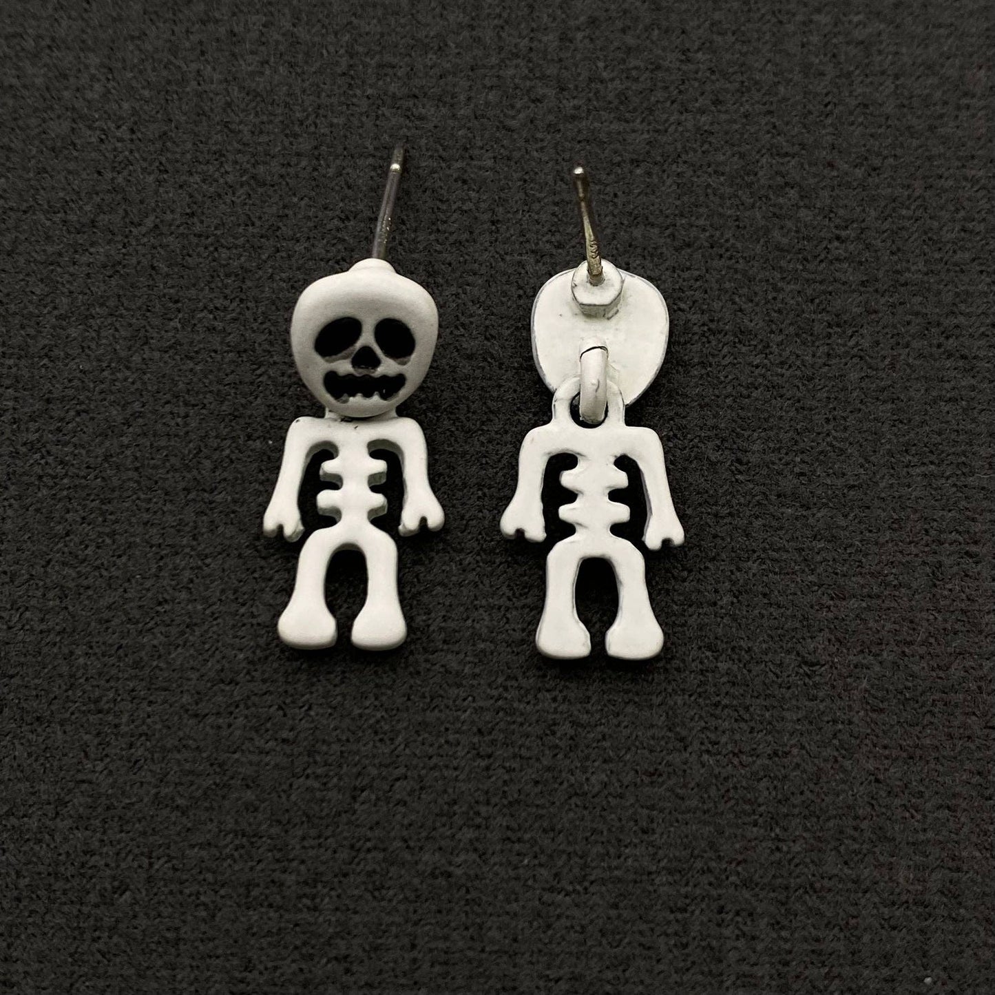 Halloween White Skull Post Earrings