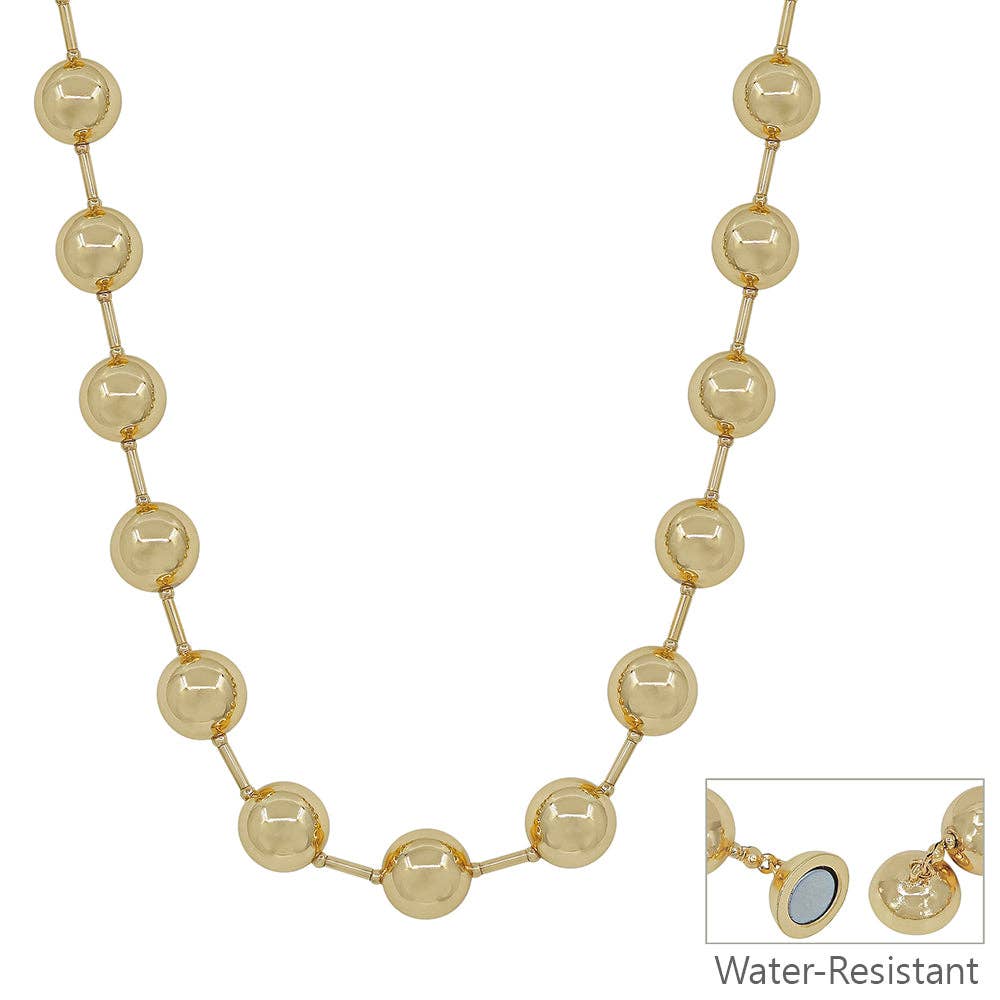 14MM Gold Beaded with Gold Chain 18" Necklace
