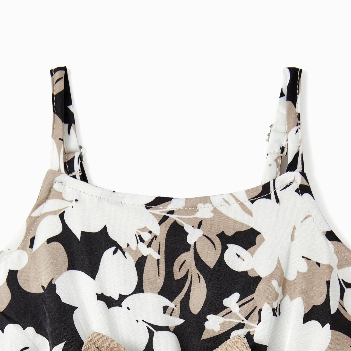 Baby Apricot Floral Body-con/Tulle Strap Dress