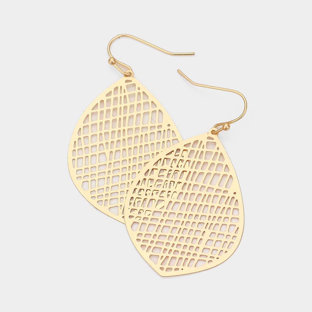 Brass Metal Cut Out Earrings: Matte Silver