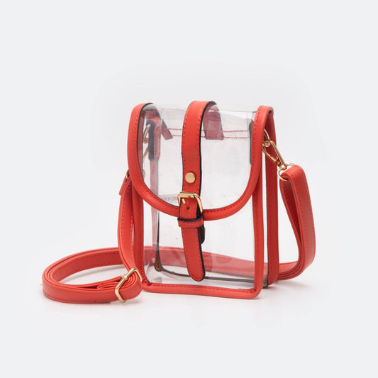Orange Game Day Clear Buckle Strap Mini Crossbody Bag