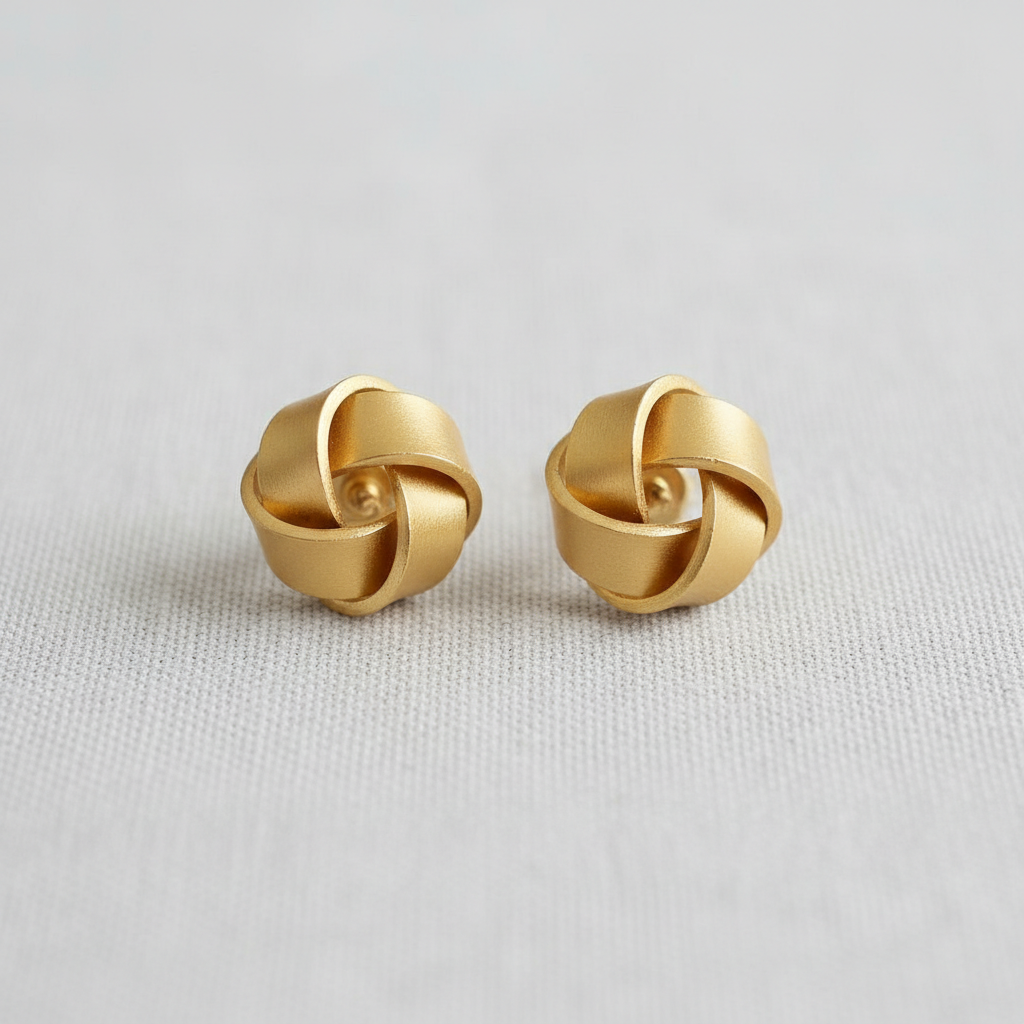 Gold Tone Twisted Knot Stud Earrings