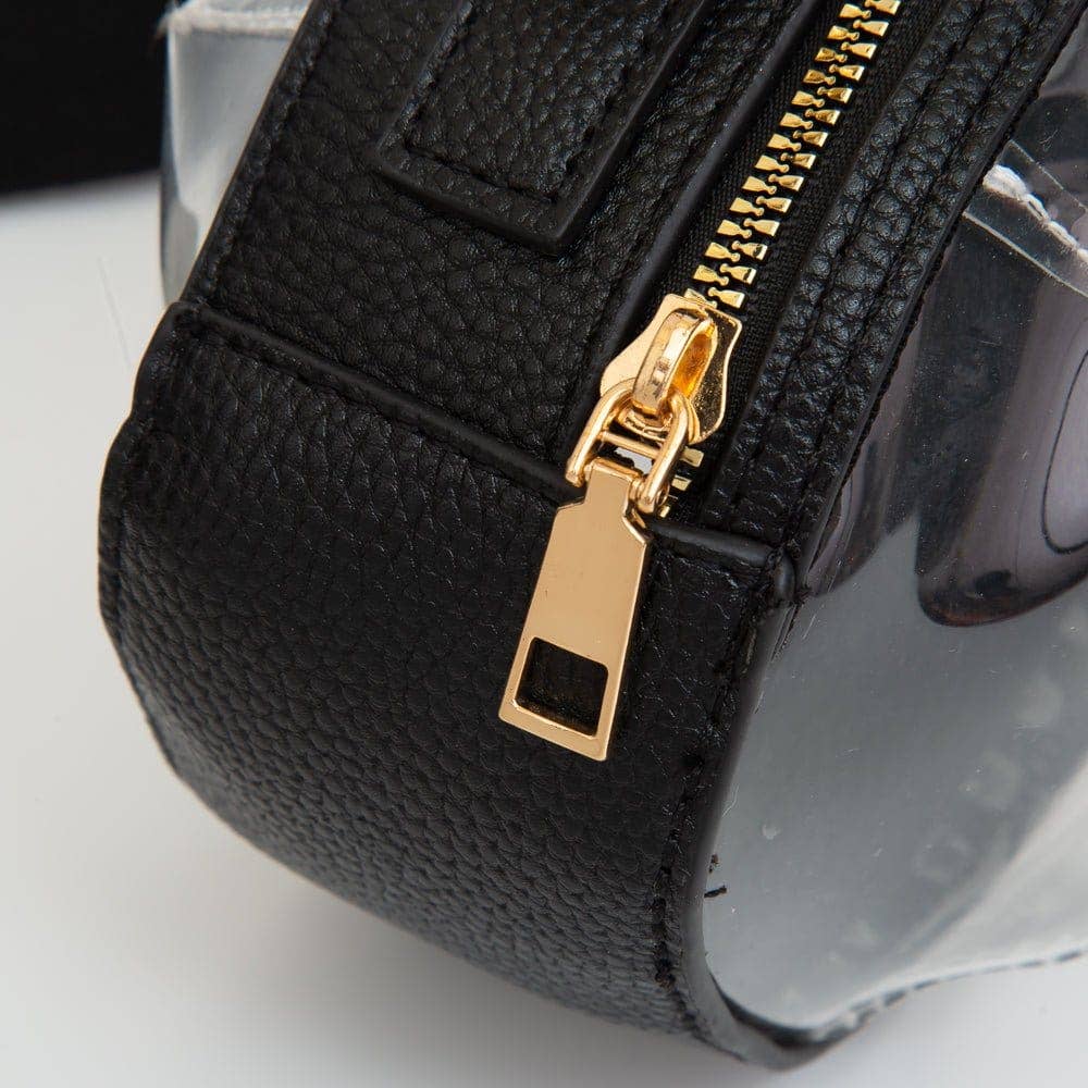 Black Clear Gameday Football Stitch Detail Crossbody Bag