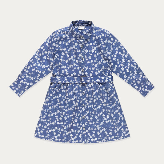 Baby/Toddler Floral Shirt Dress: Cobalt Blue