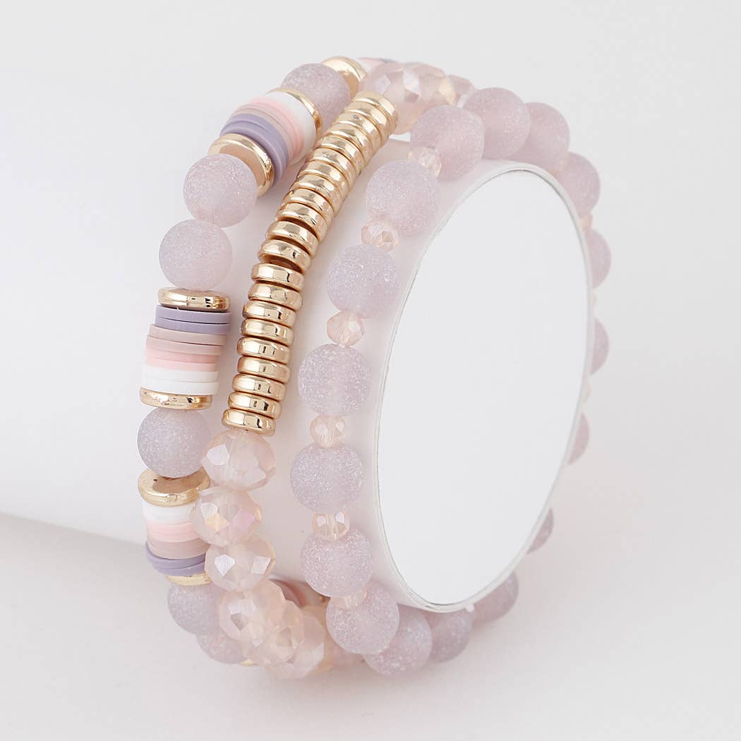 Beaded Glitter Bracelet: Gold Pink