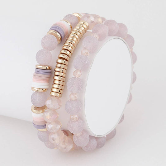 Beaded Glitter Bracelet: Gold Pink