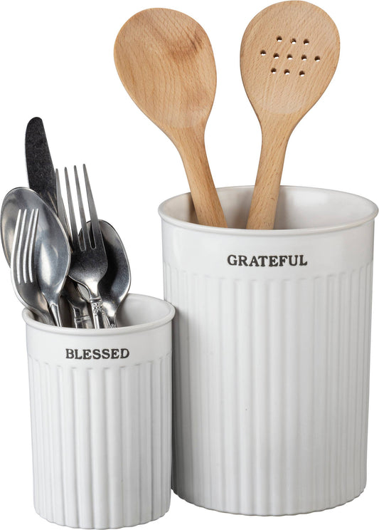 Grateful & Blessed Utensil Holder Set