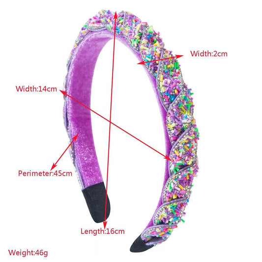 Blue Cake Sprinkles Beaded Headbands