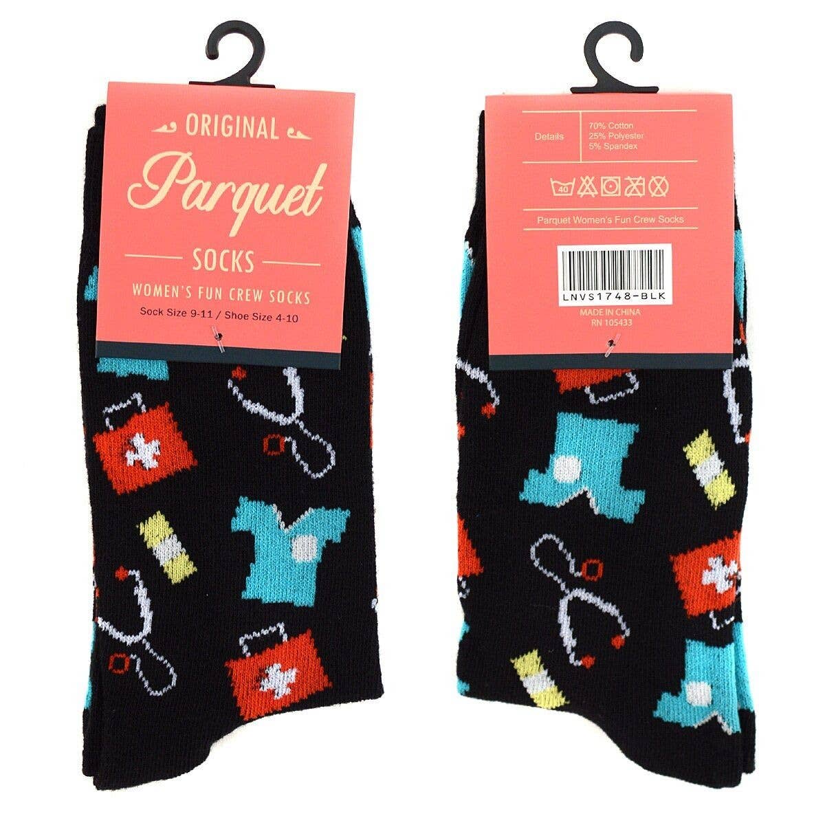 Women's Doctor/Nurse Pattern Novelty Socks: 1 Piece