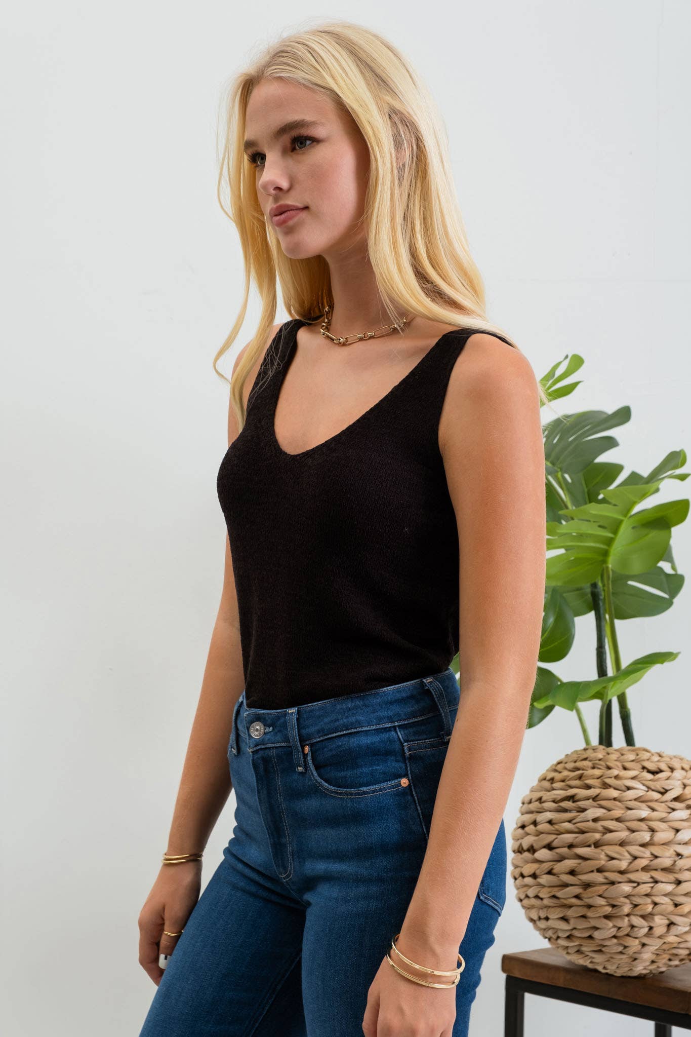 Black Knit Tank Top