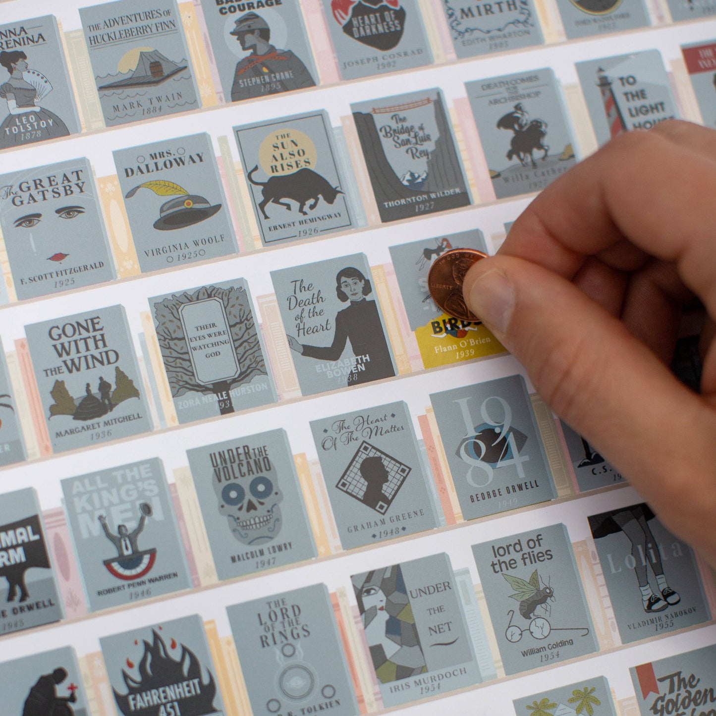 100 Essential Novels Scratch-Off Chart | 12" x 16" Print