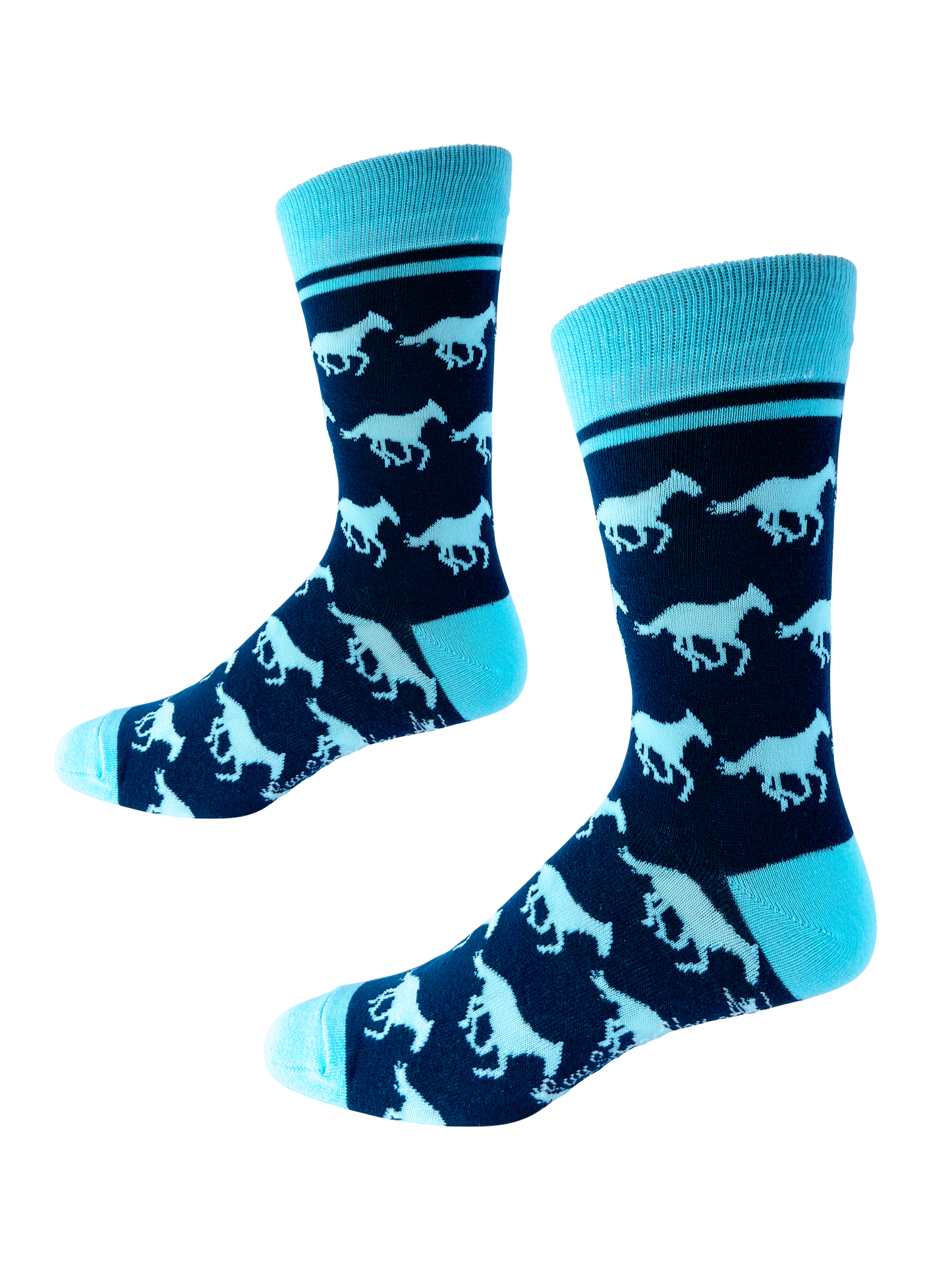 Derby Horses in Light Blue/Navy Men's Socks