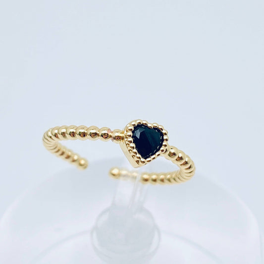 Inlaid Heart-shaped Cubic Zirconia Ring: Black