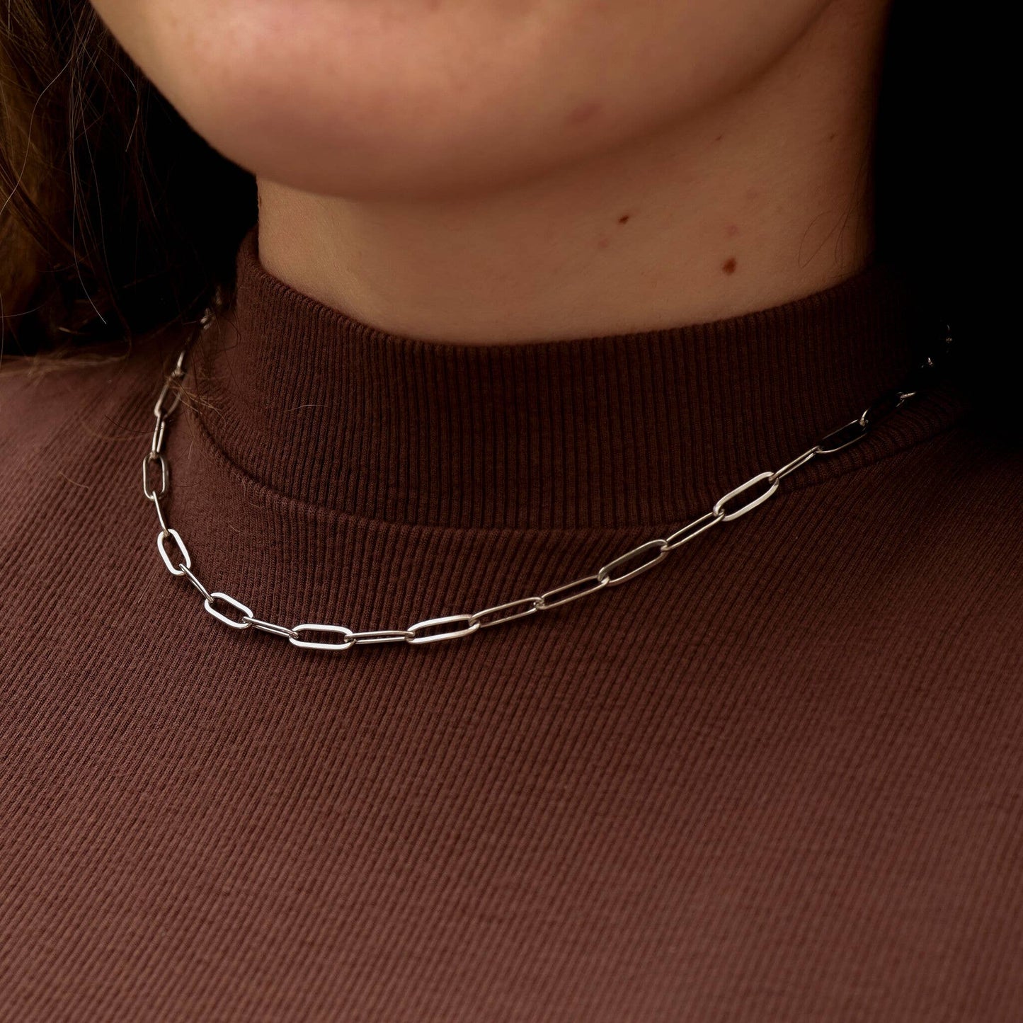 Stainless Steel Silver Paperclip Chain Necklace