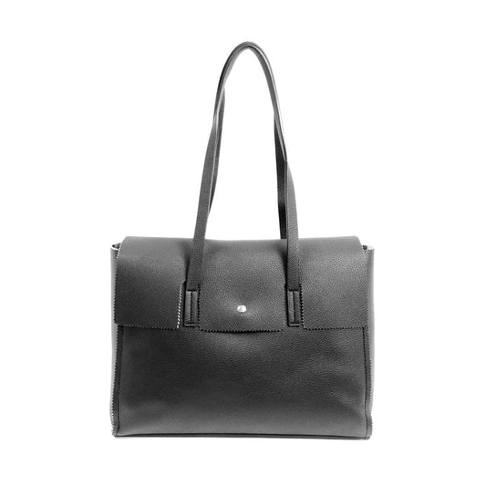 Everyday Tote w/ Gingham-Print Lining: Black