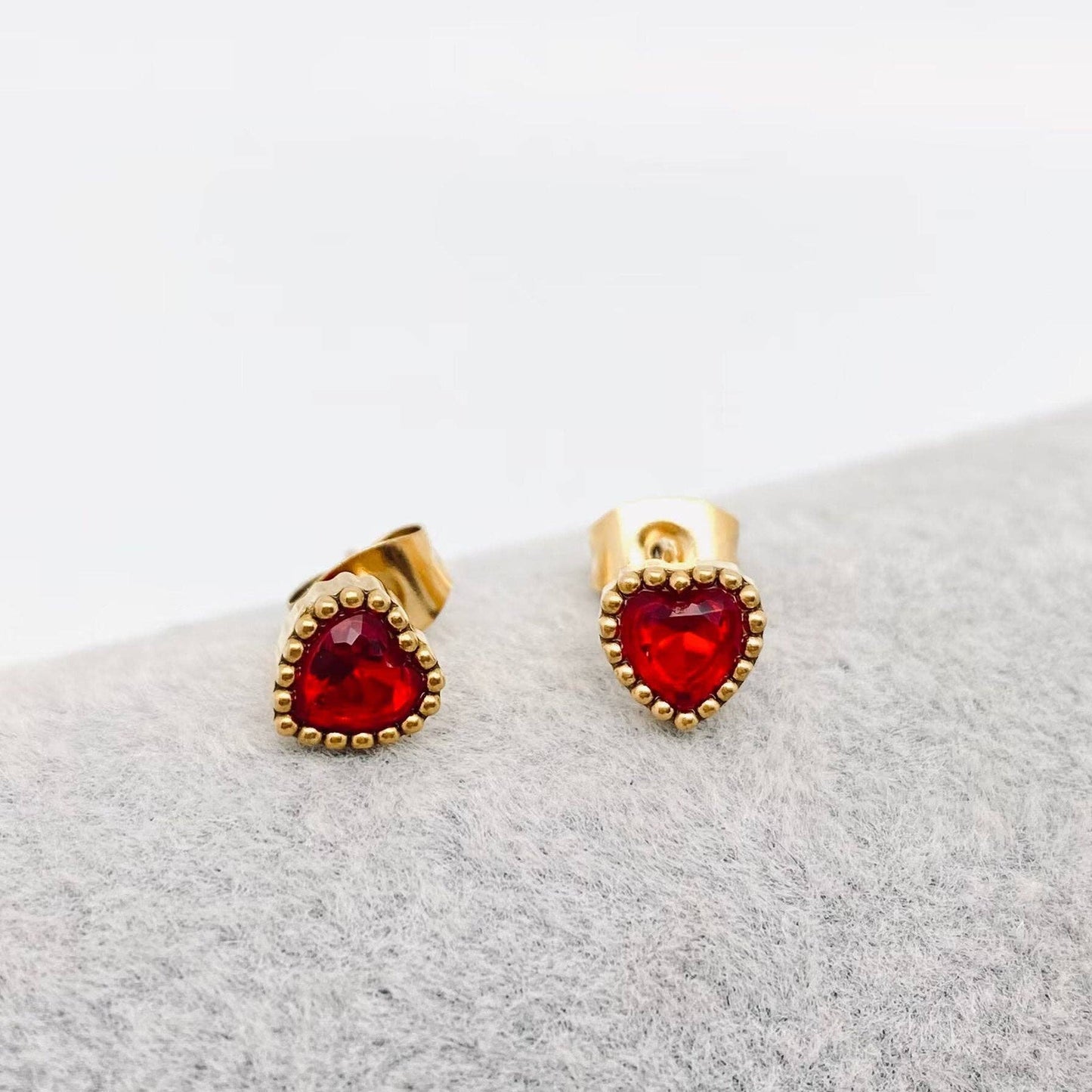 Cubic Zirconia Heart-shaped Gold Plated Stud Earrings