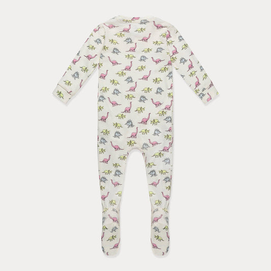 White Dinoland Footed Pajamas
