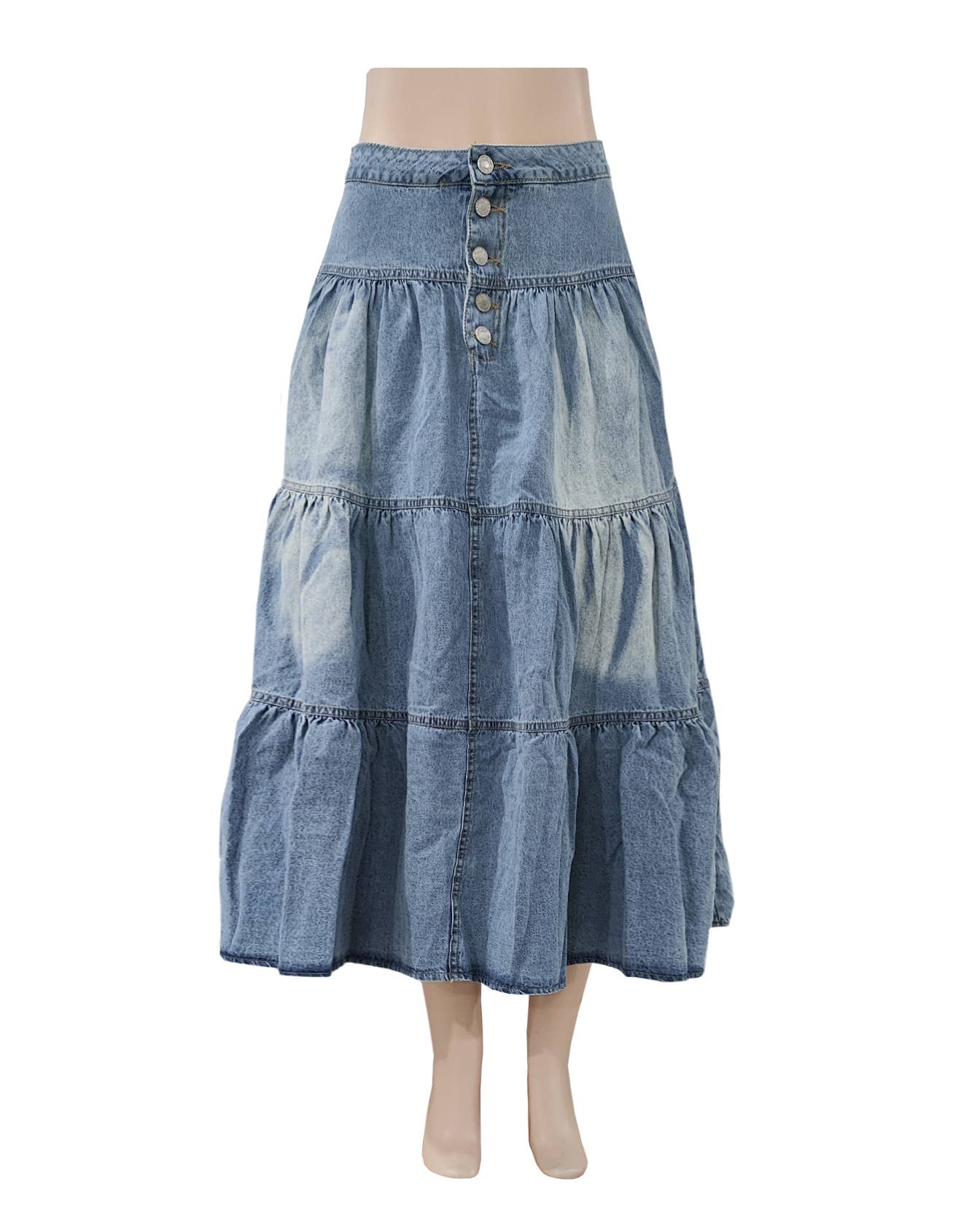 Boho/Western Ruffle Hem Denim Skirt