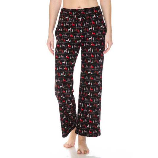Buttery Soft Deer Print Pajama Pants with Drawstring