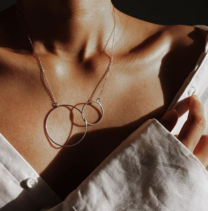 Double Circle Necklace: Gold