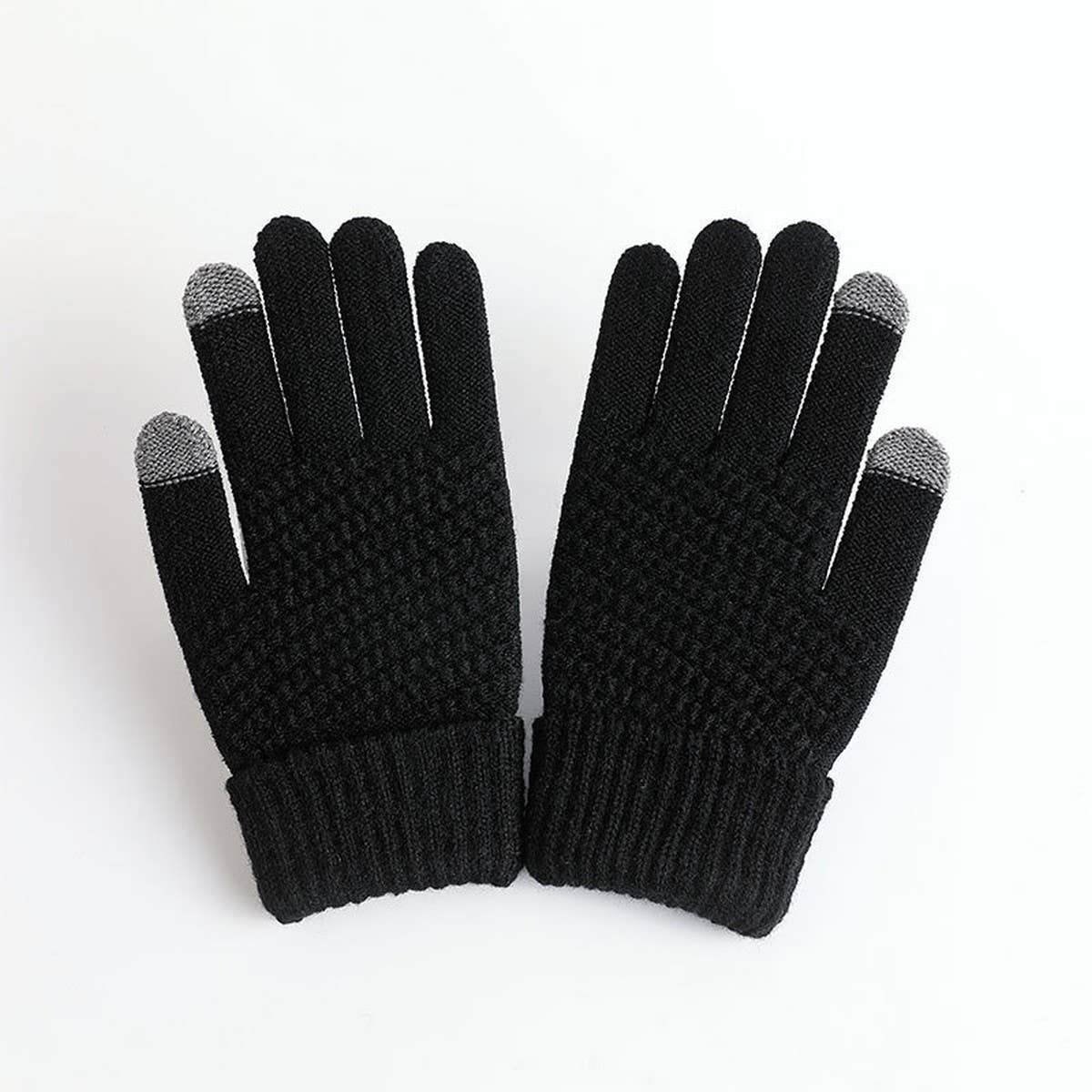 Black Knitted Warm Gloves
