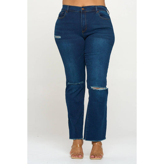 SALE Plus Size Slit Leg High Rise Super Stretch Medium Wash Jean