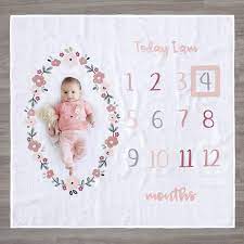 SALE Two Piece Baby Girl Floral Milestone Blanket Set