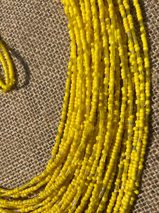 SALE Yellow Beaded Layered Necklace & Drop Earrings Set