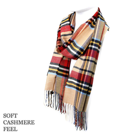 Acrylic Cashmere Feels Winter Scarf:  Camel & Ruby