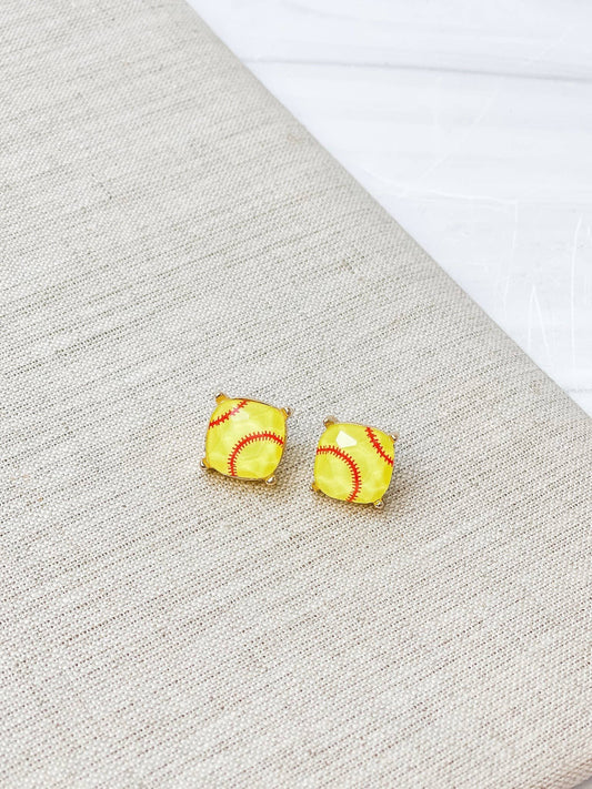 SALE Printed Sports Stud Earrings: Softball