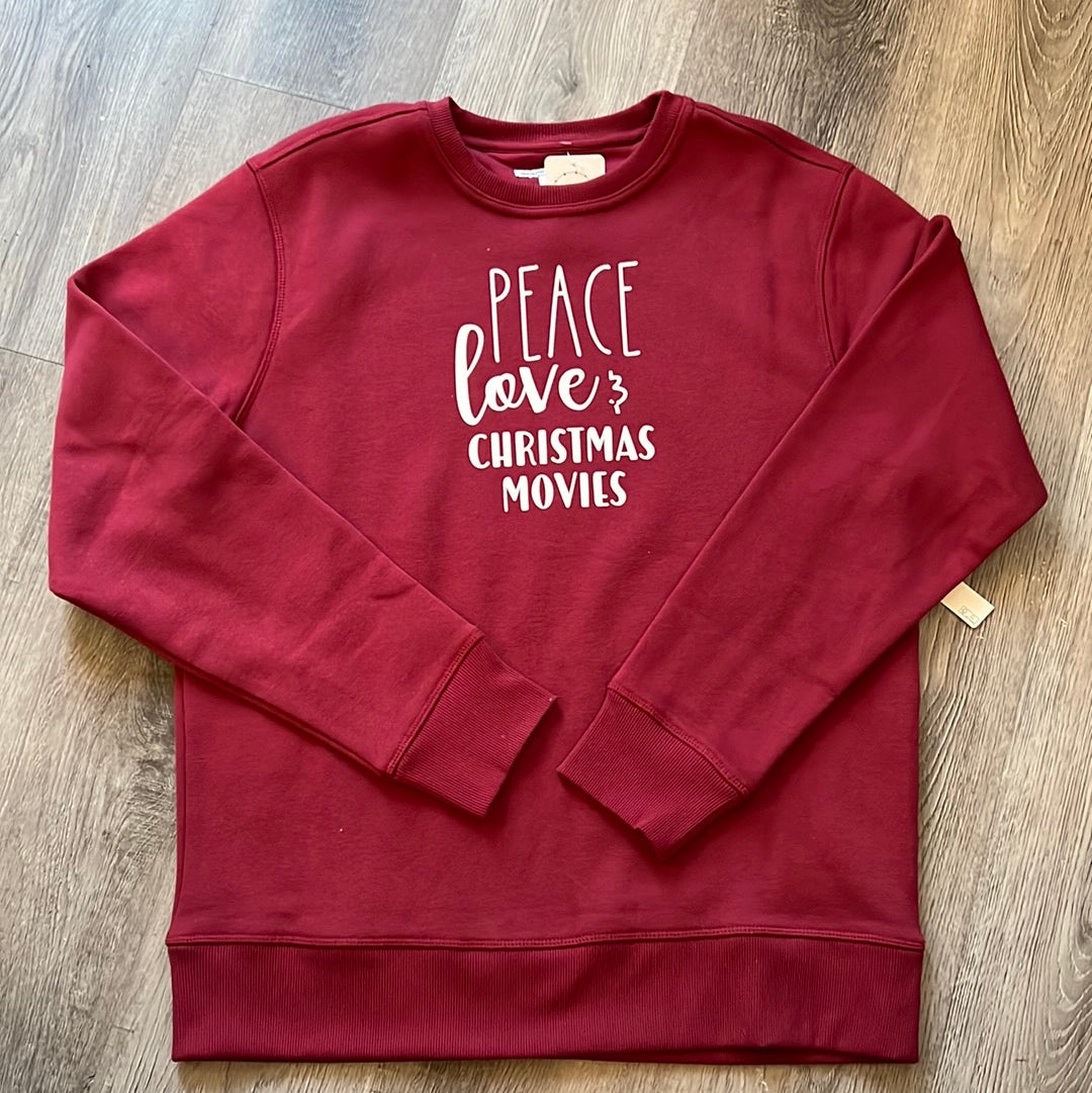 SALE "Peace, Love & Christmas Movies" Sweatershirt