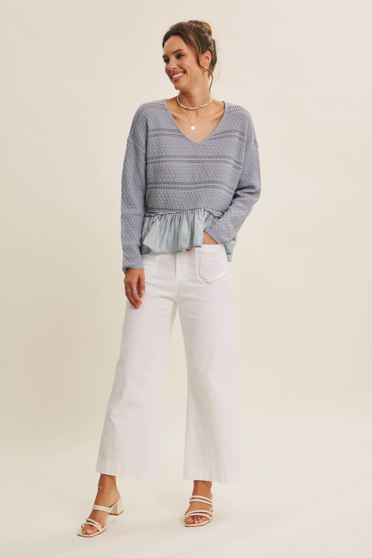 SEASONLESS STRETCHY COTTON LINEN ANKLE PANTS WITH POCKETS: LILAC / S