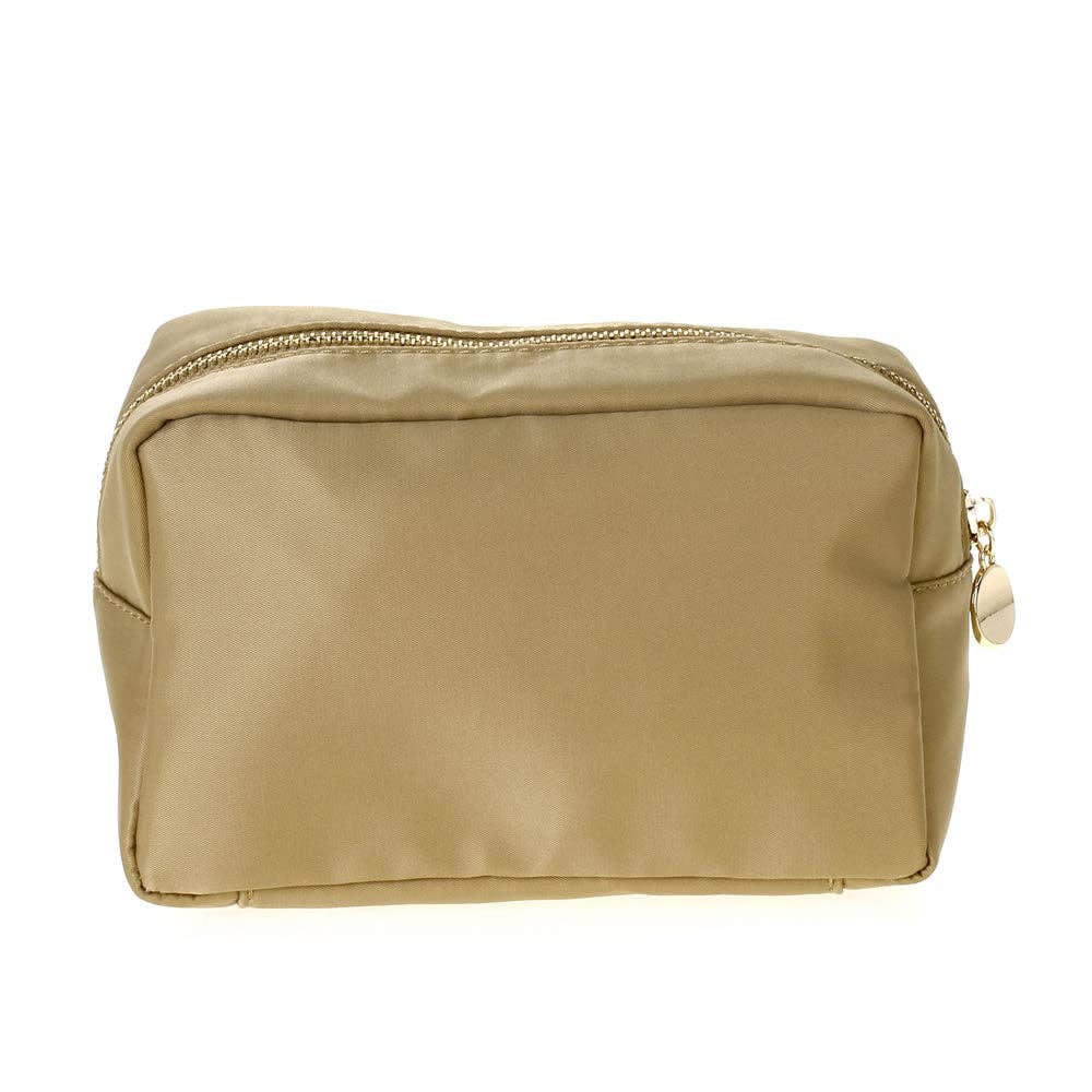 Zippered Nylon Cosmetic Pouch Bag: Grey