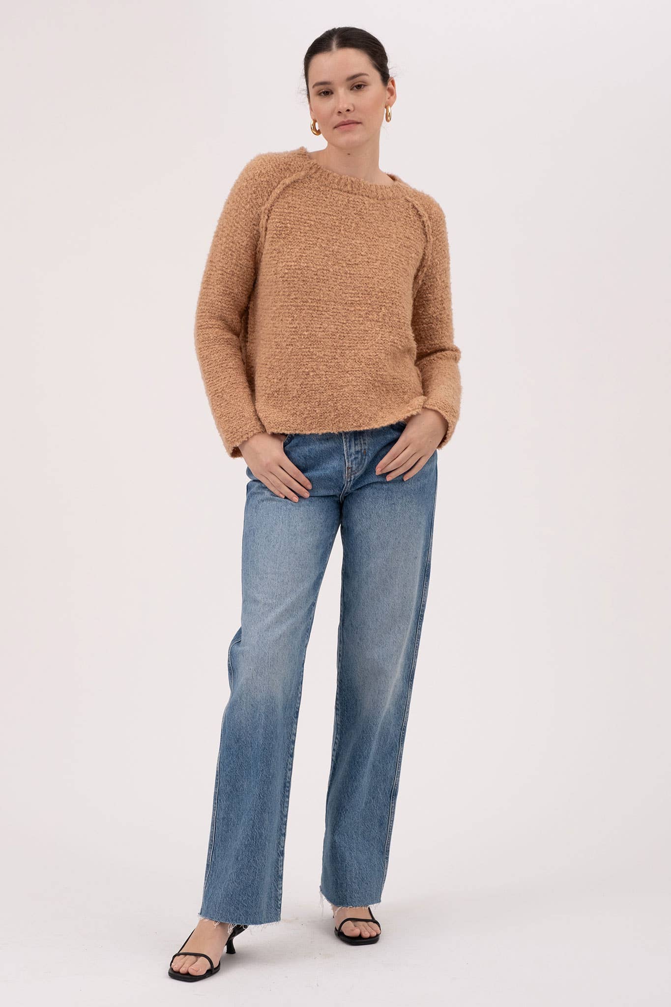 Camel Exposed Seam Chunky Sweater