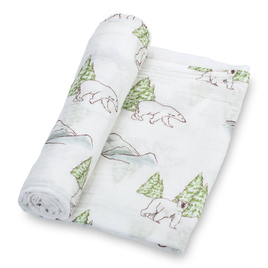 Winter Bear Baby Muslin Swaddle Blanket