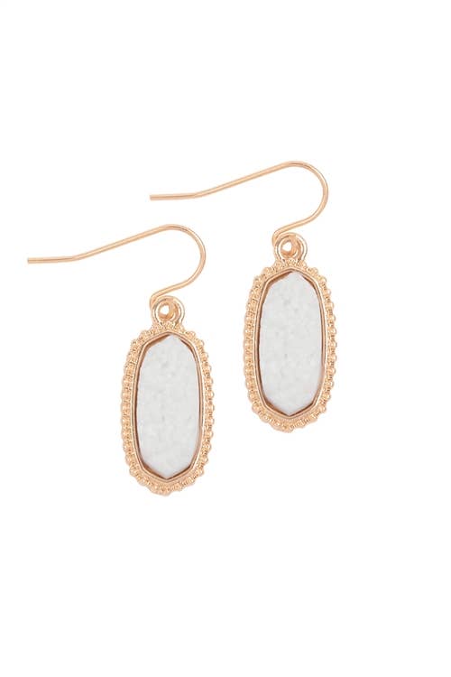 Dangle Drusy Stone Earrings: Gold Blue