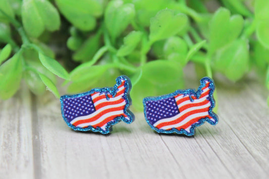 Patriotic Flag United States of America Stud Earrings