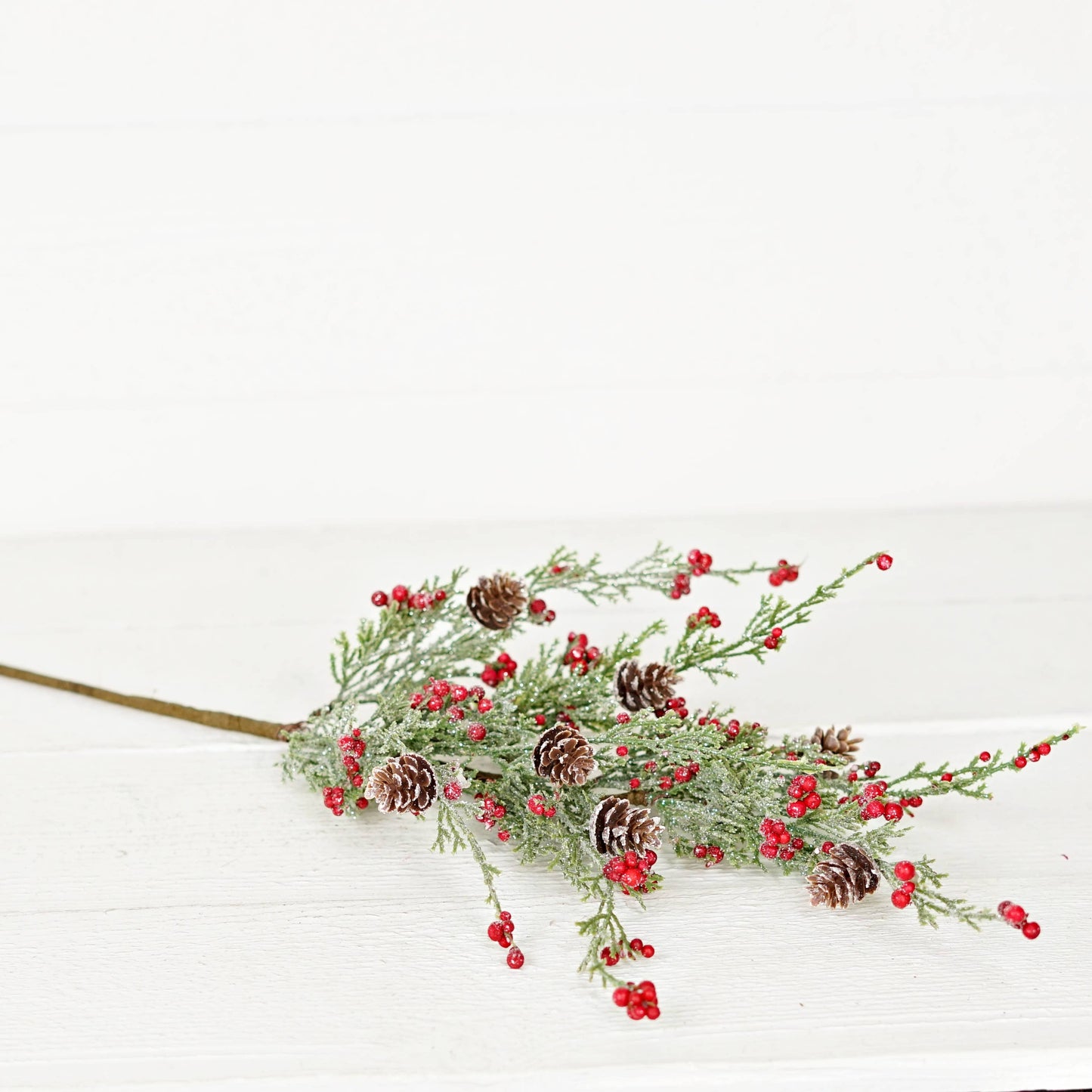 22 Inch Spray-Icy Sparkle Cypress Pine with Pepperberry