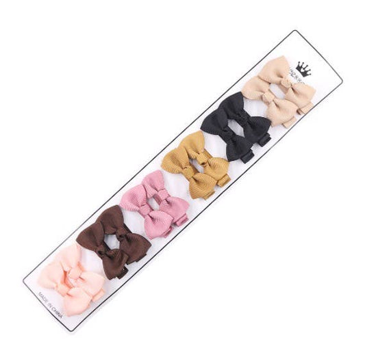 Girl Baby Colorful Bow Hair Clip Set of 12