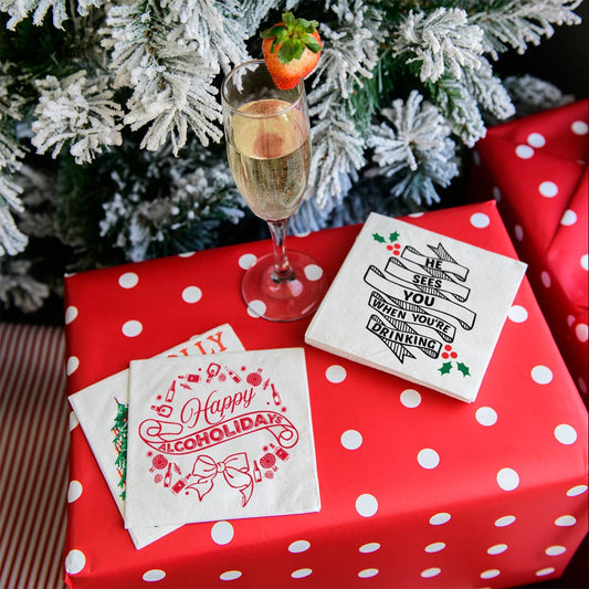 "Happy Alcoholidays" Holiday Christmas Napkins