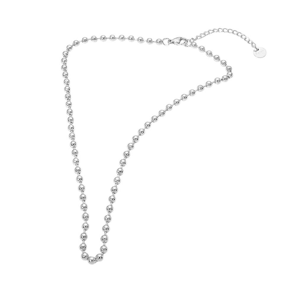 Stainless Steel Beaded Chain Necklace: Gold