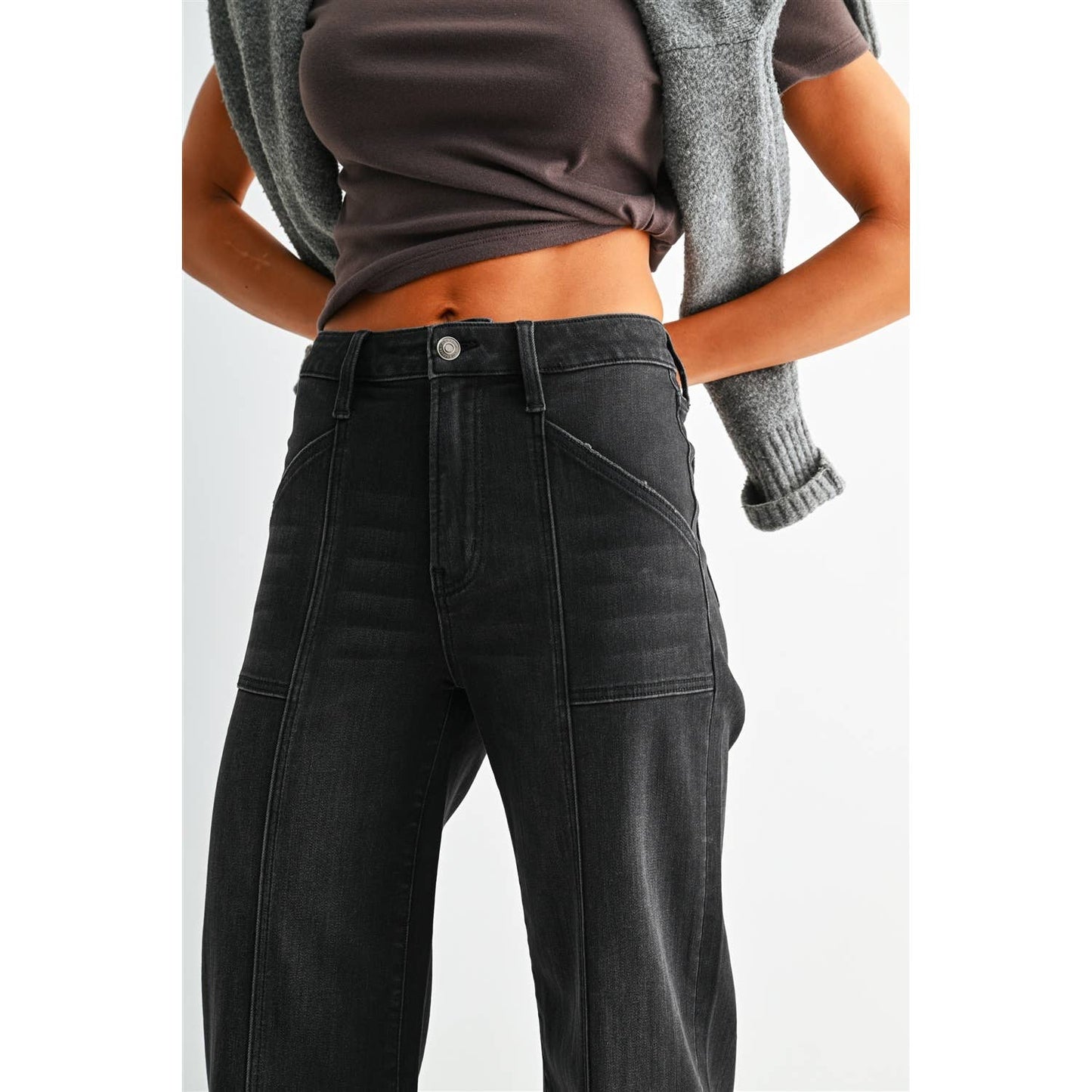 Mica Denim Dune High-Rise Wide Ankle Trouser Hem