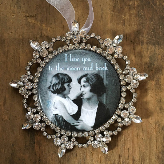 "I love you to the moon and back" Rhinestone Ornament