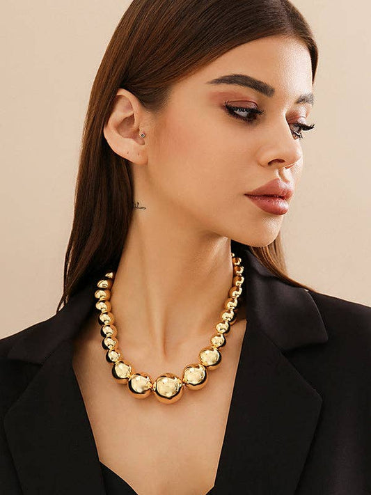 Gold Graduated Beaded Necklace