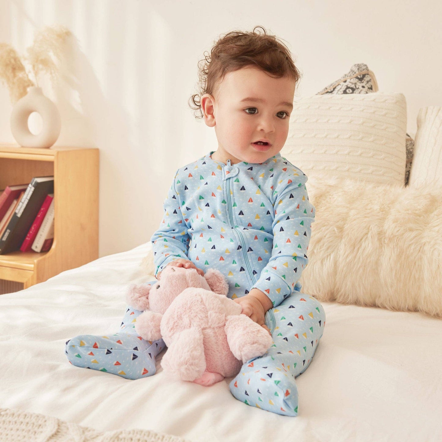 Sailboats on Blue Footed Pajamas