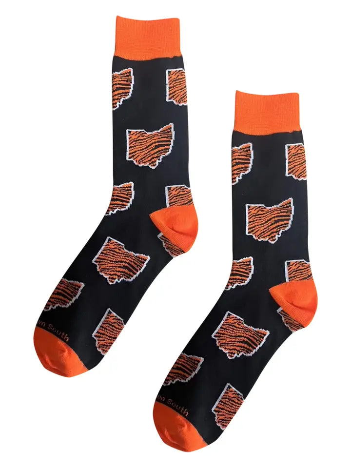 Cincy Cincinnati Oh State Shape Bengal Stripe Socks