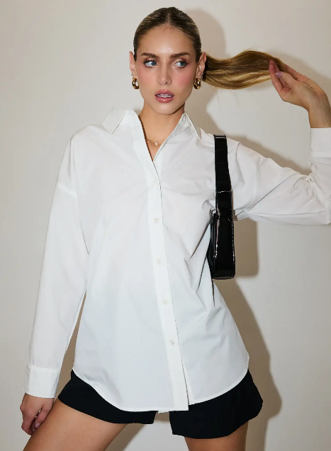 White Long Sleeve Button Up Oversized Shirt