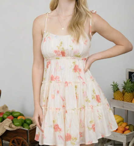 Light Khaki Floral Dress