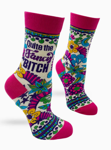 Women's Novelty Crew Socks "Quite The Fancy B-+#*"