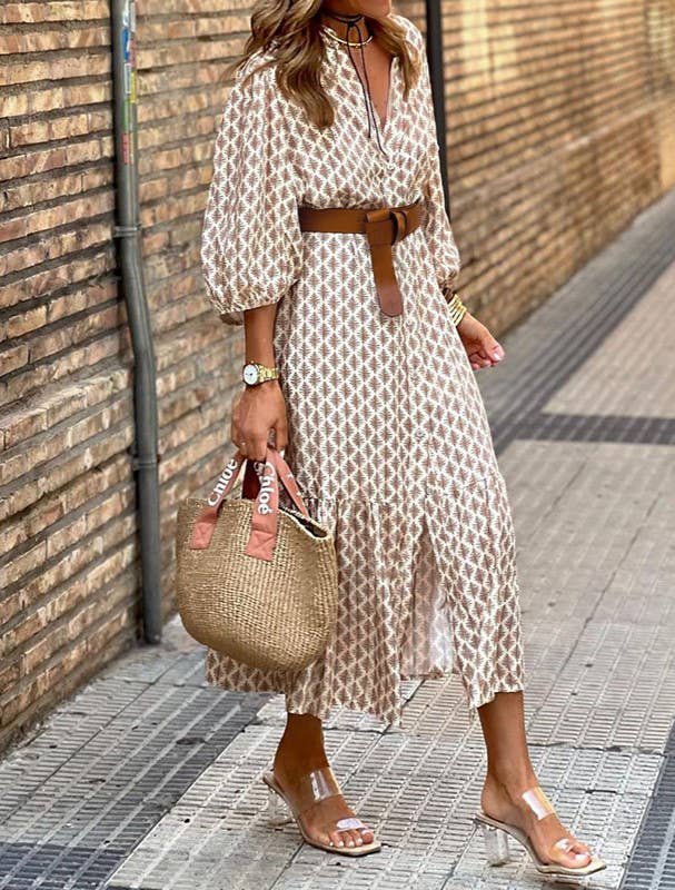 The retro floral belted button up dress fall dresses